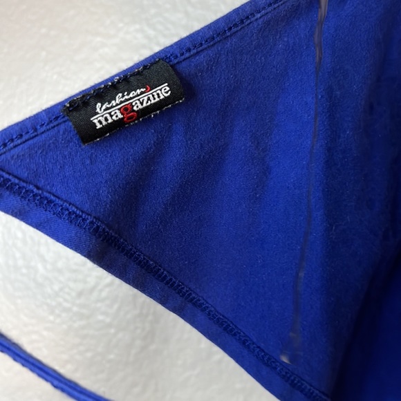 Fashion Magazine Blue Bandanna Halter Tie Top - Picture 5 of 5
